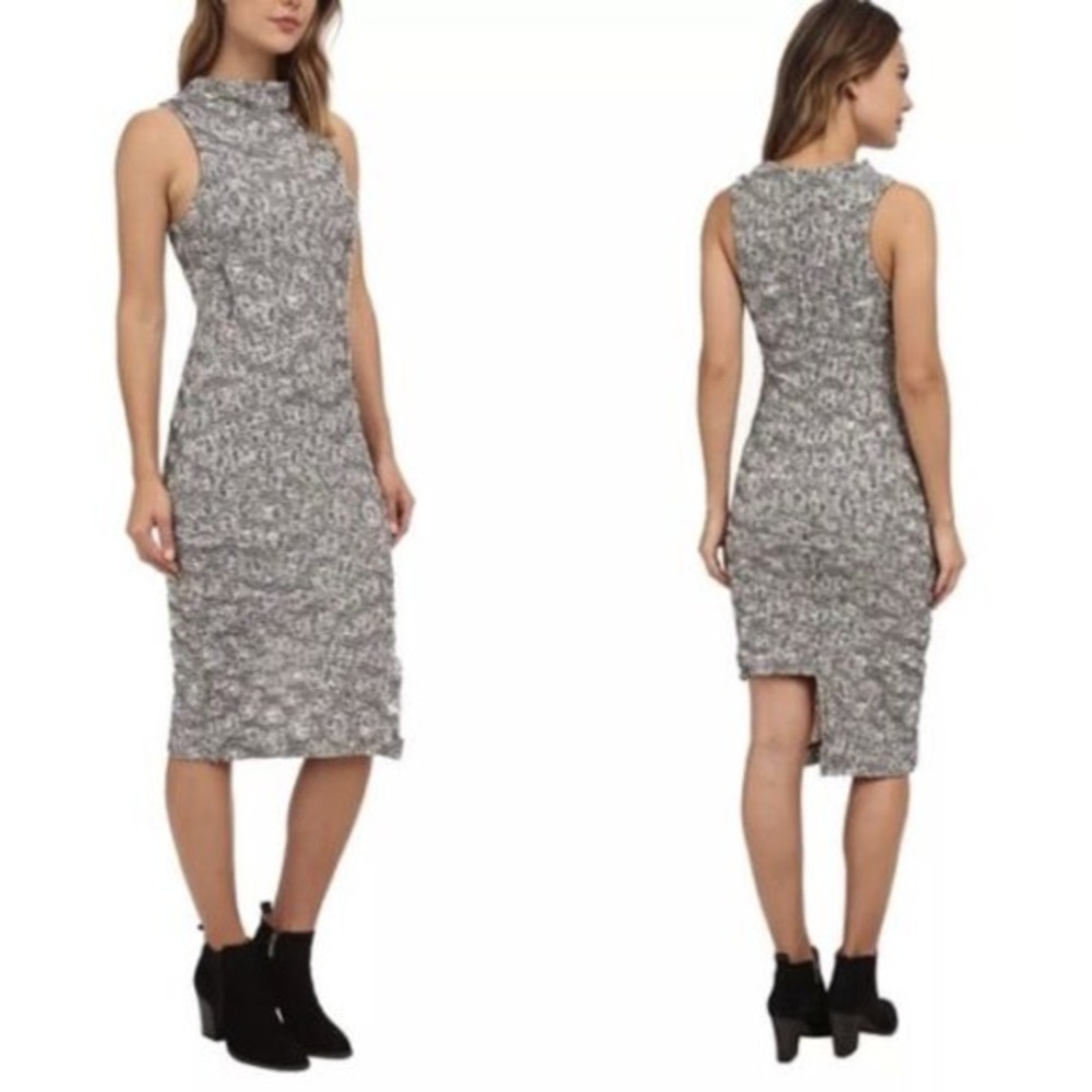 Free People Cora Jacquard Cotton Knit Midi Asymmetric Sheath Dress XS